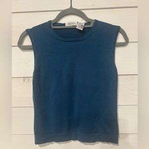 Barneys New York Deep Turquoise Sleeveless Top Silk/Nylon  in size medium